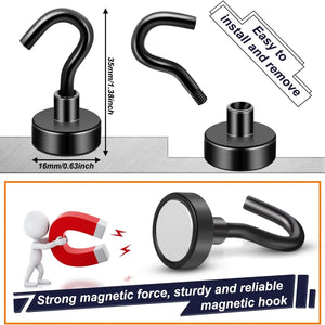 10-Pack 25lb Heavy-Duty Magnetic Hooks for Kitchen, Office, Fridge, Boat Storage & Organization