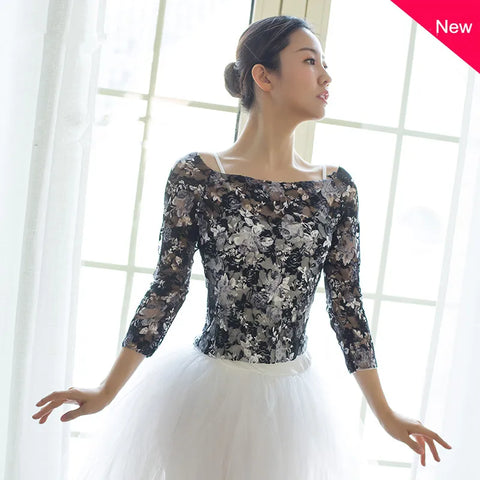 Ballet Dance Practice Suit: Star Style Mesh Blouse Gauze Jumpsuit with Tiara