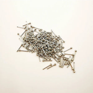 100pcs Body Jewelry Set: Straight & Curved Captive Bead Rings, Labret Barbells, Nose, Eyebrow, Lip, Ear Studs, Stainless Steel