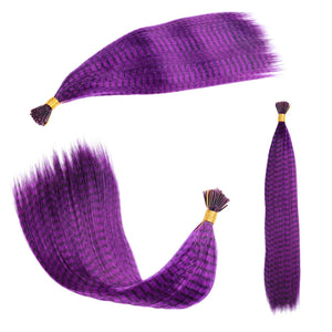 10 Pcs Colored Feather Hair Extensions I Tip Synthetic Zebra Strands Hairpiece