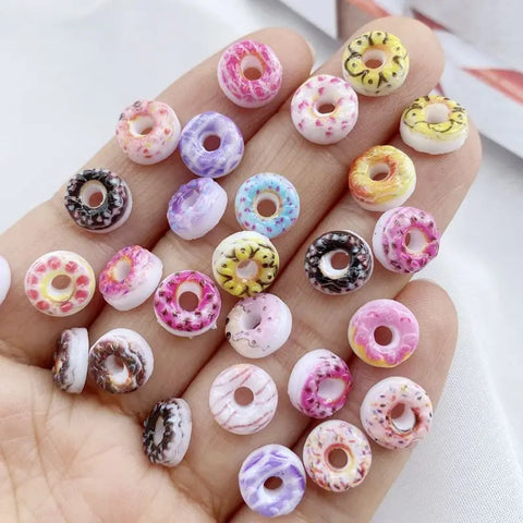 50 Mini Resin Donut Charms for Nail Art, Jewelry Craft Supplies