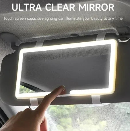 Car LED Makeup Mirror with Adjustable Three-Gear Dimmer for Sun Visor - Interior Auto Vanity Rearview Mirror