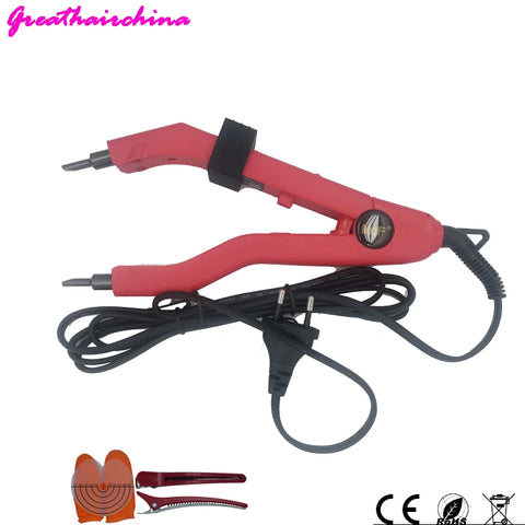 Adjustable Temperature Hair Extension Heat Iron Tool - 2024 Red Mini Keratin Bonding Connector