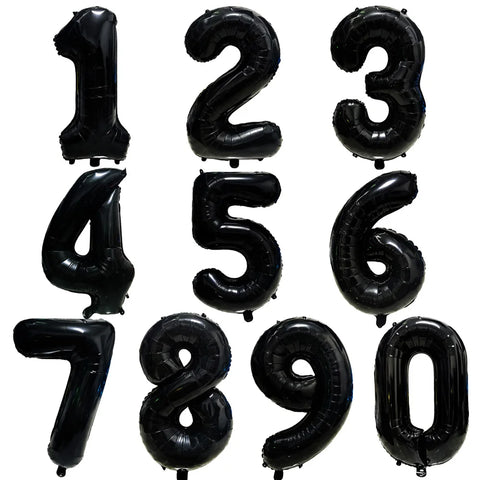 32" Black Number Balloons 0-9 for Birthday Party Decor Supplies