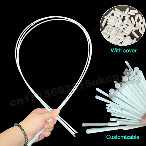 3pcs Belly Dance Veil Sticks, Customizable Color & Thickness, Flexible 3mm White Fiber Rods, Accessories for Dance Flags