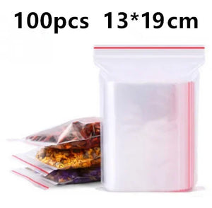 100 Pack Freezer Safe 50 Micron Ziplock Bags, Food Storage for Snacks & Cookies