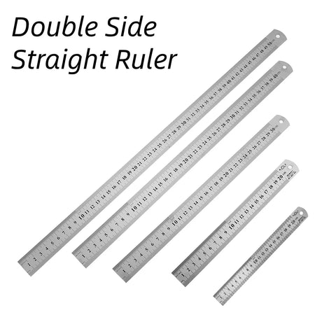 Double-Sided Stainless Steel Ruler, Centimeter/Inch Scale, Precision Measuring Tool, 15cm-50cm Sizes