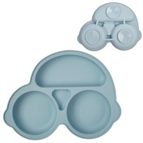 Baby Silicone Suction Plate Bowl Set, Toddler Feeding Tableware, BPA Free, Car Face Design, Kids Dining Dish