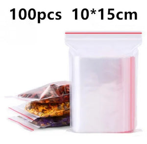 100 Pack Freezer Safe 50 Micron Ziplock Bags, Food Storage for Snacks & Cookies