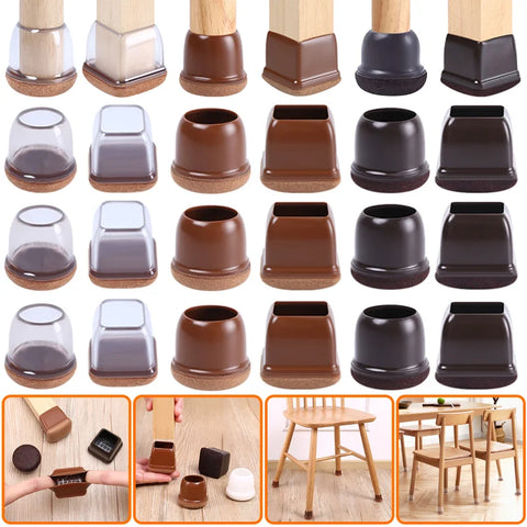 8pcs Silicone Chair Leg Floor Protectors with Felt, Furniture Leg Caps for Hardwood Floor Protection