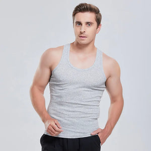 Men's Seamless Sleeveless 100% Cotton Undershirt, Large Size O-Neck, Soft Breathable Summer Singlet T-Shirt