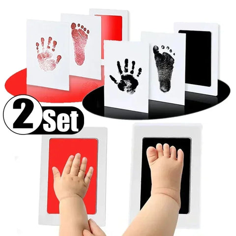Baby Handprint Footprint Inkless Ink Pads Set, Safe Non-Toxic, No-Touch, for Newborns & Pet Paw Prints Keepsake Kit, 2 Pack