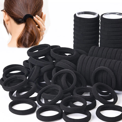 Black Hair Bands 50/100pcs High Elastic Hair Ties Ponytail Holders Scrunchies Accessories for Women