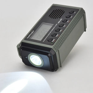 10,000mAh Solar Hand Crank Radio FM/AM/SW/WX with USB Charging, LED Flashlight, Reading Lamp, Power Bank Emergency Charger