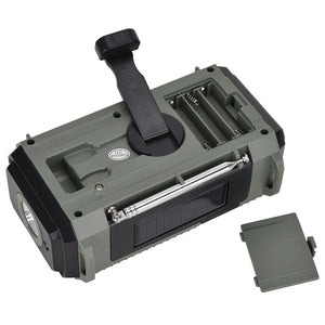 10,000mAh Solar Hand Crank Radio FM/AM/SW/WX with USB Charging, LED Flashlight, Reading Lamp, Power Bank Emergency Charger