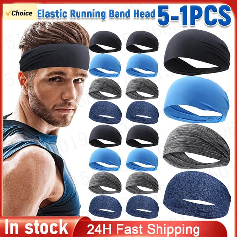 5-1pcs Breathable Sweatband Sweat Absorbent Headband for Yoga Sports Outdoor Hair Band