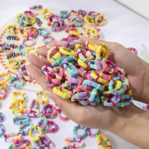 Colorful 100pcs Small Elastic Hair Ties - Non-Slip, Gentle for Kids & Women