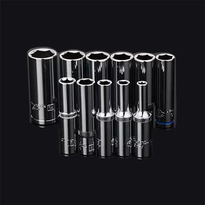 1/4 Inch Drive 6 Point Socket Set, 50mm Long, Sizes 4mm-14mm
