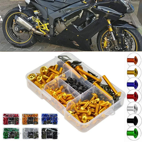 177pc Motorcycle Fairing Windshield Screw Bolt Kit for Honda Yamaha Mods