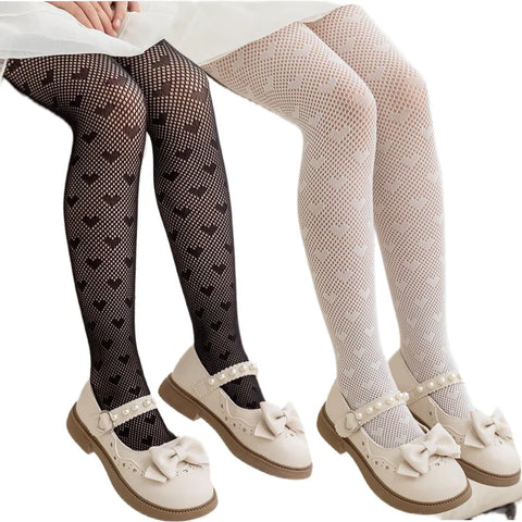Girls' Lightweight Dance Tights, Breathable School Stockings, Princess Pantyhose in Black or White