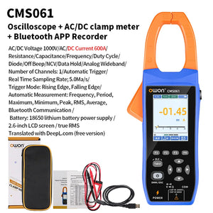 1000A AC/DC Current Clamp Ammeter Digital Oscilloscope with Bluetooth Recorder and Multifunction Tester