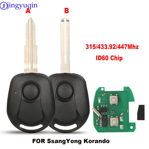 Car Remote Key 315/433/447MHz ID60 Chip for Ssangyong Actyon Kyron Rexton Korando