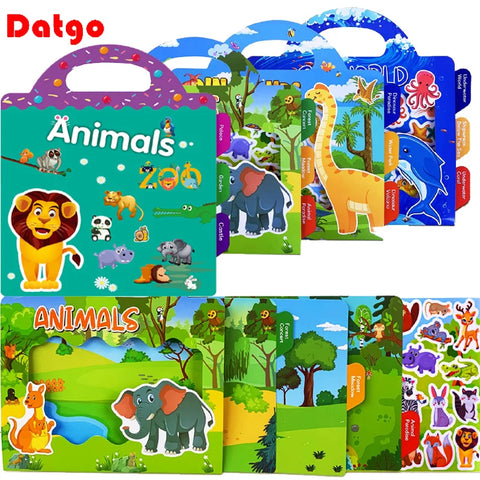 Animal Puzzle Sticker Book - Reusable Educational Toy for Kids