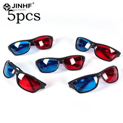 5pcs Universal Black Frame 3D Glasses Anaglyph Red Blue Cyan for Movie Game DVD Cinema Vision