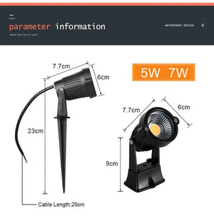 10-Pack LED Garden Lawn Lights Waterproof AC/DC Outdoor Spike Path Spotlights IP65 - 220V/110V/12-24V, 7W/5W