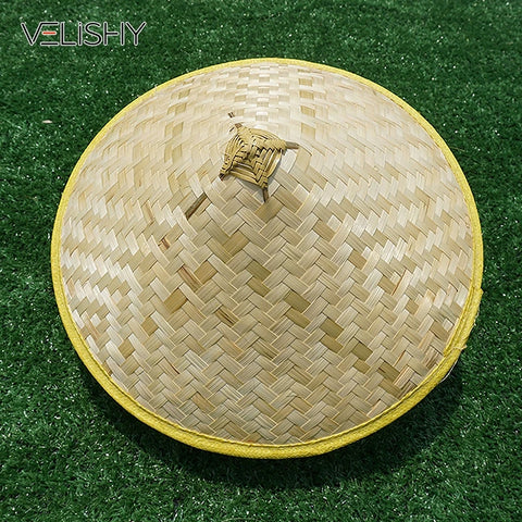 Handwoven Chinese Straw Fisherman Hat Rice Farmer Style for Men and Women Party Costume Headgear