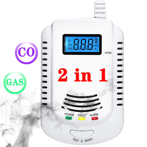 2-in-1 Natural Gas & Carbon Monoxide Detector, Combustible Gas Leak Monitor for CO, LNG, LPG, Methane
