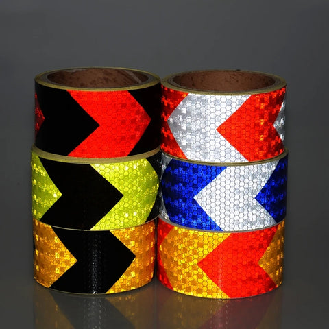 5cm x 10m Reflective Arrow Tape Waterproof Adhesive - Lemon Yellow/White/Red for Cars, Motorcycles, Trucks