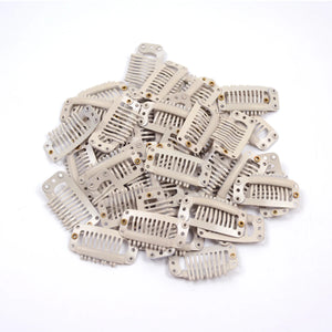 100pcs Snap Hair Extension Clips 32mm/28mm Metal Wig Comb Clip Hair Extension Accessories