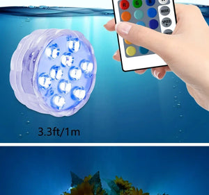 10 LED RGB Underwater Lights with Magnetic Cups, 16 Colors for Fish Tank, Pool Lighting, Aquarium, and Plant Growth