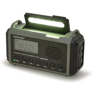 10,000mAh Solar Hand Crank Radio FM/AM/SW/WX with USB Charging, LED Flashlight, Reading Lamp, Power Bank Emergency Charger