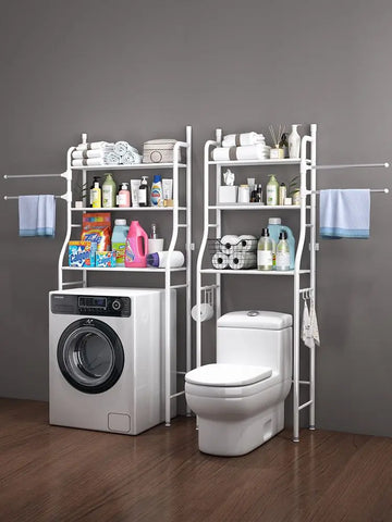 Bathroom Toilet Storage Rack: Punch-Free Washroom Organizer for Toiletries and Washing Machine Basin