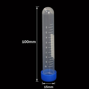 10-Pack Plastic Test Tubes with Screw Caps, 50ml/15ml/10ml, Round Bottom, Scaled, for Laboratory Samples & Centrifuge