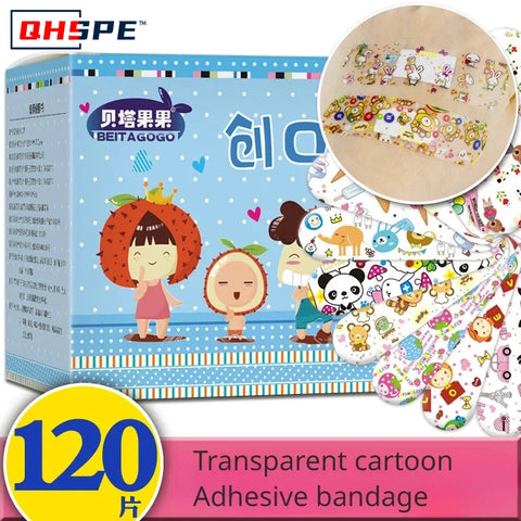 120pcs Cartoon Kids Bandages, Injection Hole & Wound Plasters, Kawaii Adhesive Strips