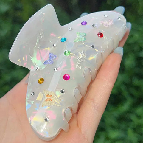 Colorful Rhinestone Acetate Hair Claw Clips Valentine's Day Hair Accessories for Women