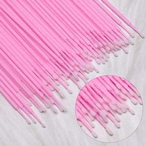 100-Pack Disposable Micro Brushes for Eyelash Extensions & Makeup