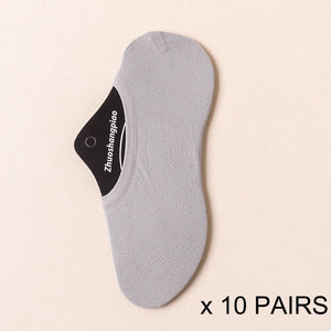 10 Pairs Men's Invisible Non-Slip Silicone Liner Socks, Breathable Thin Nylon No Show Loafers for Summer