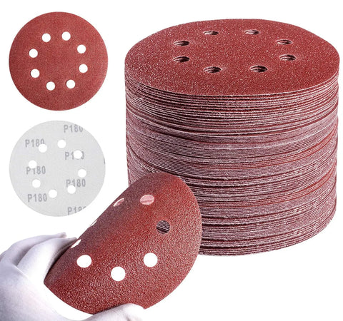 5" 125mm 8-Hole Sanding Discs Hook & Loop Grit 40-2000 for Orbital Sander - Sandpaper Pads for Wood & Metal Polishing