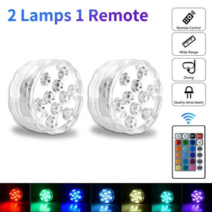 10 LED RGB Underwater Lights with Magnetic Cups, 16 Colors for Fish Tank, Pool Lighting, Aquarium, and Plant Growth