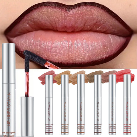 6-Color Long-Lasting Lip Liner & Gloss Set for Women's Makeup