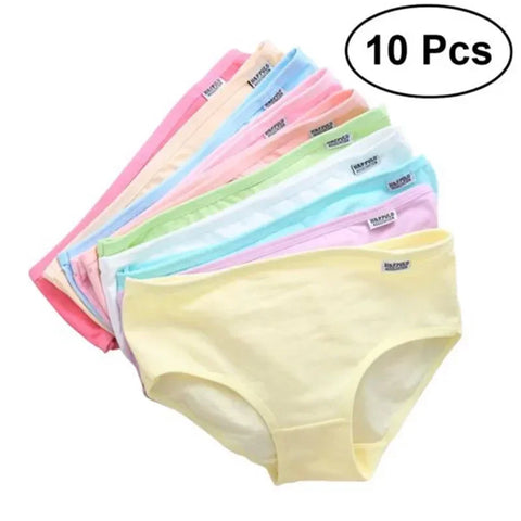 10-Pack Teen Cotton Underwear Girls Solid Colors Ages 10-16 Kids Panties