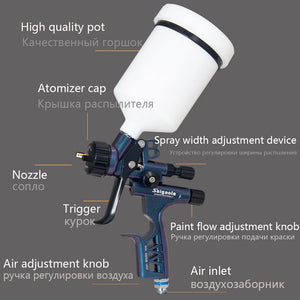 1.3mm Upper Pot Spray Gun for Auto, Furniture, Leather, and Metal - High Atomization, 6800 Gravity Pneumatic Tool