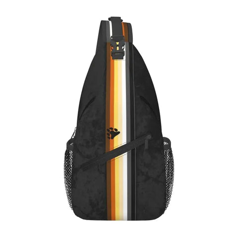 Distressed Bear Pride Sling Bag Men's Crossbody Backpack - Fashion Stripe Travel Daypack