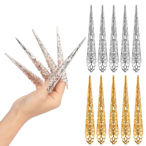 5pc Fingertip Claw Nail Rings for Halloween Cosplay, Dance & Drama Accessories
