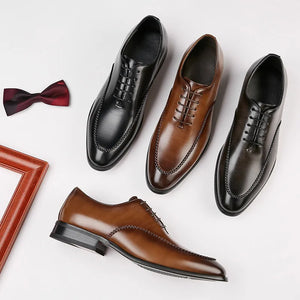 Men's 2025 Leather Dress Shoes, Breathable Classic Formal Oxfords for Office & Weddings