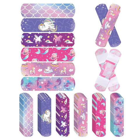 60pc Cartoon Mermaid Unicorn Adhesive Bandages Strips - Kawaii Wound Dressing Plaster Tape